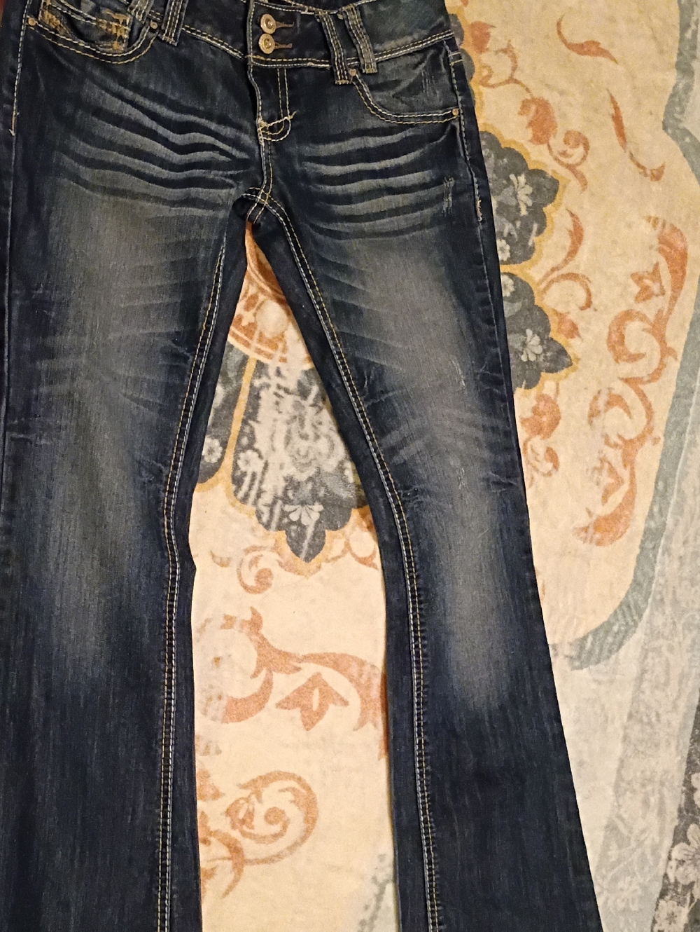 Amethyst Jeans Dark Blue Bootcut with Embroidered Back Pockets - Picture 3 of 8